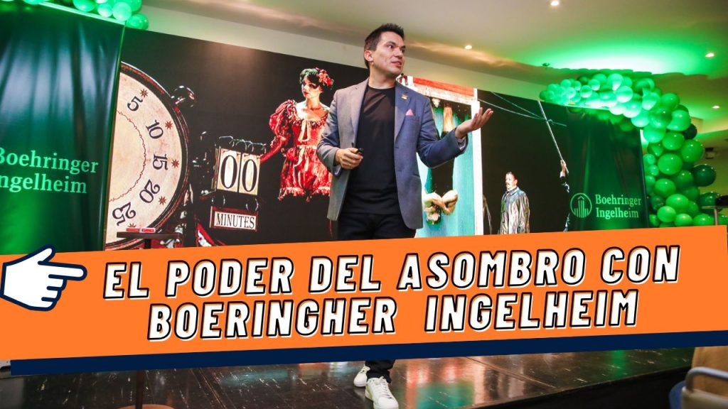 Germán Arciniegas Mago y Speaker durante su conferencia El Poder del Asombro para Boeringher en Bogotá
